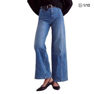Free People Libre High Rise Wide Leg Stretch Denim Jeans in Blue Size 28